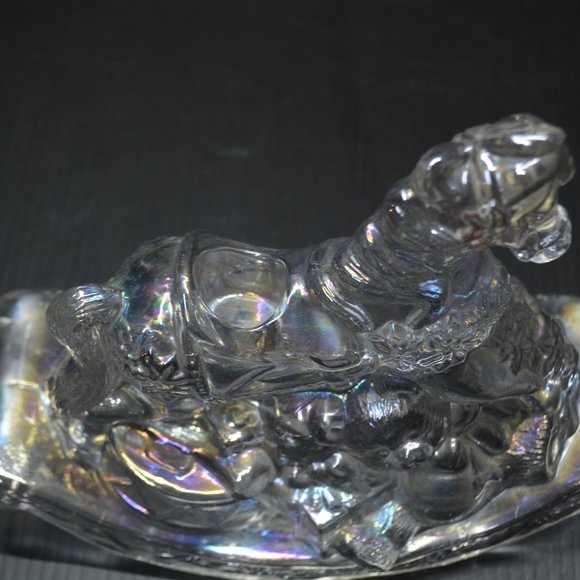 VTG Taiwan R.O.C. Iridescent Glass Christmas Toys Rocking Horse Candle Holder - Picture 6 of 7
